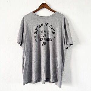 Nike Athletic Cut Retro Tee Short Sleeve Gray Men's XXL Distance Swoosh Tee
